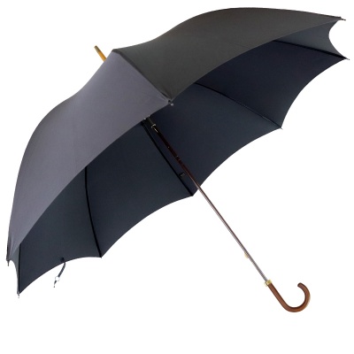 Fox Umbrellas GT1 Dark Grain Ash Crook-Handle Black Umbrella